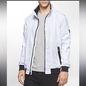 Mens Calvin Klein Ripstop bomber white jacket size Large
